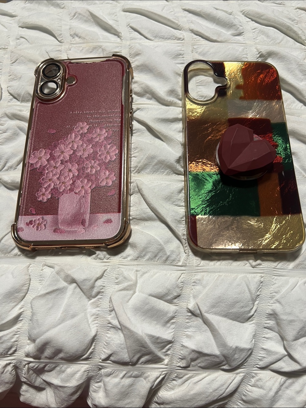 Pink Floral Protective Phone Case with Heart Grip